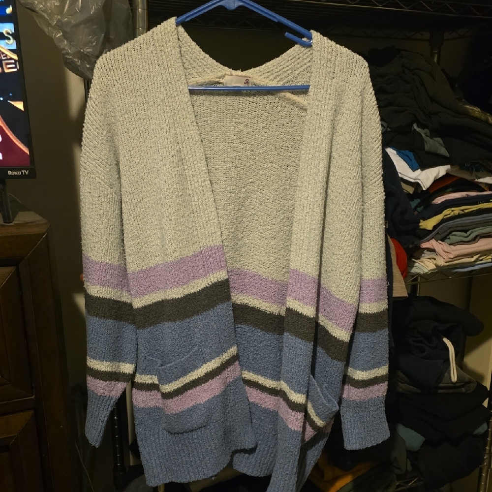 SO Women's Pastel Striped Cardigan